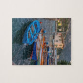 魚釣りボートは湖のリヴァデルガルダイタリア ジグソーパズル (横)