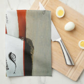 魚釣りボートをアルガルヴェのビーチ写真 キッチンタオル (四つ折り)