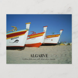 魚釣りボートをアルガルヴェのビーチ写真 ポストカード