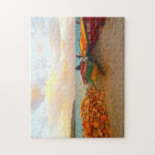 魚釣りボートをジャマイカビーチに。 ジグソーパズル (縦)