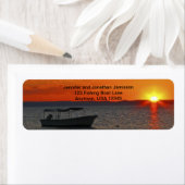 魚釣りボートアットサンセット差出人住所ラベル ラベル (インサイチュ)