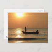 魚釣りボートアットサンセット ポストカード (正面/裏面)