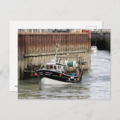 魚釣りボートアットレトレポートインフランス シーズンポストカード (正面/裏面)