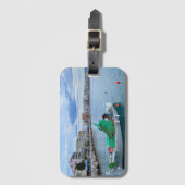魚釣りボートインハーバーコリントギリシャ ラゲッジタグ (正面縦)