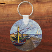 魚釣りボートオンビーチ キーホルダー (正面)