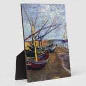 魚釣りボートオンビーチ フォトプラーク (側面)