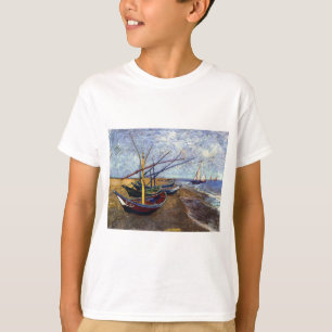 魚釣りボートオンビーチ Tシャツ