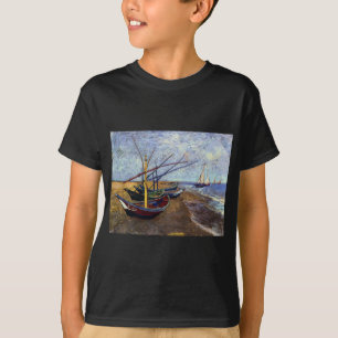 魚釣りボートオンビーチ Tシャツ