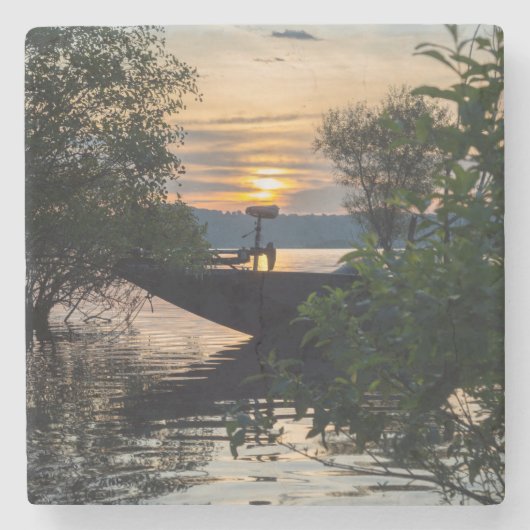 魚釣りボートサンライズ ストーンコースター (正面)