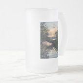 魚釣りボートサンライズ フロストグラスビールジョッキ (正面右)