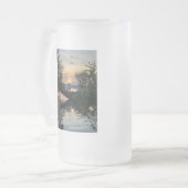 魚釣りボートサンライズ フロストグラスビールジョッキ (正面左)