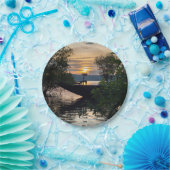 魚釣りボートサンライズ ペーパープレート (パーティー)