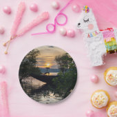 魚釣りボートサンライズ ペーパープレート (パーティー)