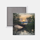 魚釣りボートサンライズ マグネット (正面/裏面)