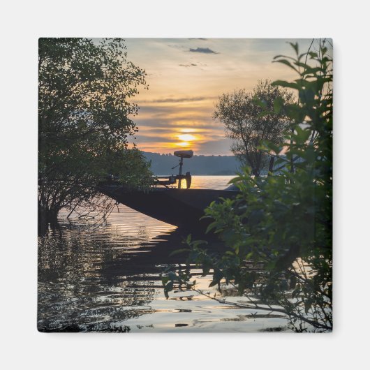 魚釣りボートサンライズ マグネット (正面)