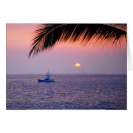 魚釣りボートトロピカルサンセットカード