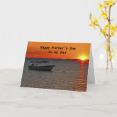 魚釣りボートハッピーファーザーズデイパパ カード (黄色い花)