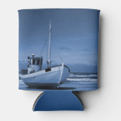 魚釣りボートブルービーチヴィンテージ 缶クーラー (正面)