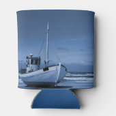 魚釣りボートブルービーチヴィンテージ 缶クーラー (裏面)