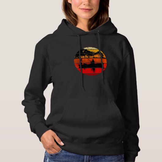 魚釣りボートレトロクールバスフライ釣り人 パーカ (正面)