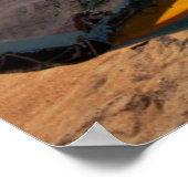 魚釣りボート係留オンビーチ ポスター (角)