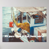 魚釣りボート地中海のアットザシーサイド ポスター (正面)