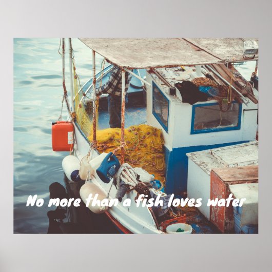 魚釣りボート地中海のアットザシーサイド ポスター (正面)