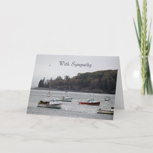 魚釣りボート悔やみや弔慰 カード (正面)
