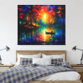 魚釣りボート水上 キャンバスプリント (インサイチュ (寝室))