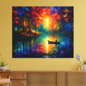 魚釣りボート水上 キャンバスプリント (インサイチュ (リビング))