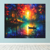 魚釣りボート水上 キャンバスプリント (インサイチュ (ウッドフロア))