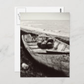魚釣りボート白黒 ポストカード (正面/裏面)