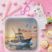 魚釣りボート誕生日 ペーパープレート (パーティー)