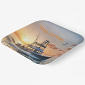 魚釣りボート誕生日 ペーパープレート (傾斜あり)