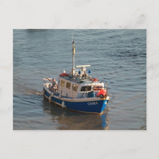魚釣りボート、カーディフベイ ポストカード (正面)