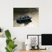 魚釣りボート、カーディフ湾、 ポスター (ホームオフィス)