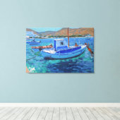 魚釣りボート キャンバスプリント (インサイチュ (ウッドフロア))