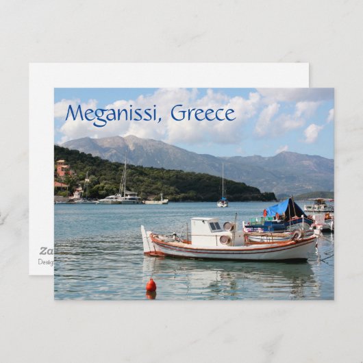 魚釣りボート,ギリシャ,メガニシ港 ポストカード (正面/裏面)