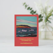 魚釣りボート・ケトルコーブ・メインコーストはがき ポストカード (スタンド正面)