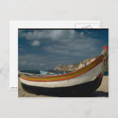 魚釣りボート，ナズール，ポルトガル ポストカード (正面/裏面)
