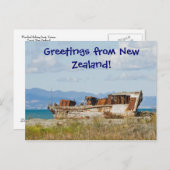 魚釣りボート、ニュージーランドからの挨拶！ ポストカード (正面/裏面)