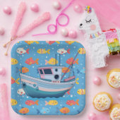 魚釣りボート ペーパープレート (パーティー)