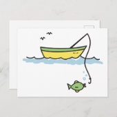 魚釣りボート ポストカード (正面/裏面)