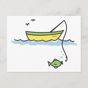 魚釣りボート ポストカード