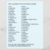 魚釣りボート、魚屋/妻、魚市場広告 チラシ (裏面)