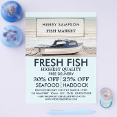 魚釣りボート、魚屋/妻、魚市場広告 チラシ (シングル)