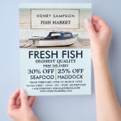 魚釣りボート、魚屋/妻、魚市場広告 チラシ (手)