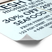 魚釣りボート、魚屋/妻、魚市場広告 ポスター (角)