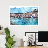 魚釣りボート – Padstow Harbor，コーンウォール，イギリス ポスター (ホームオフィス)