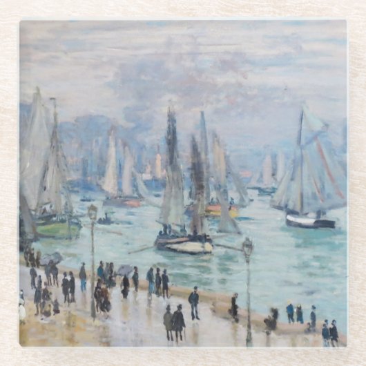 魚釣りボー離れトズザハーバー |クロード・モネ ガラスコースター (正面)